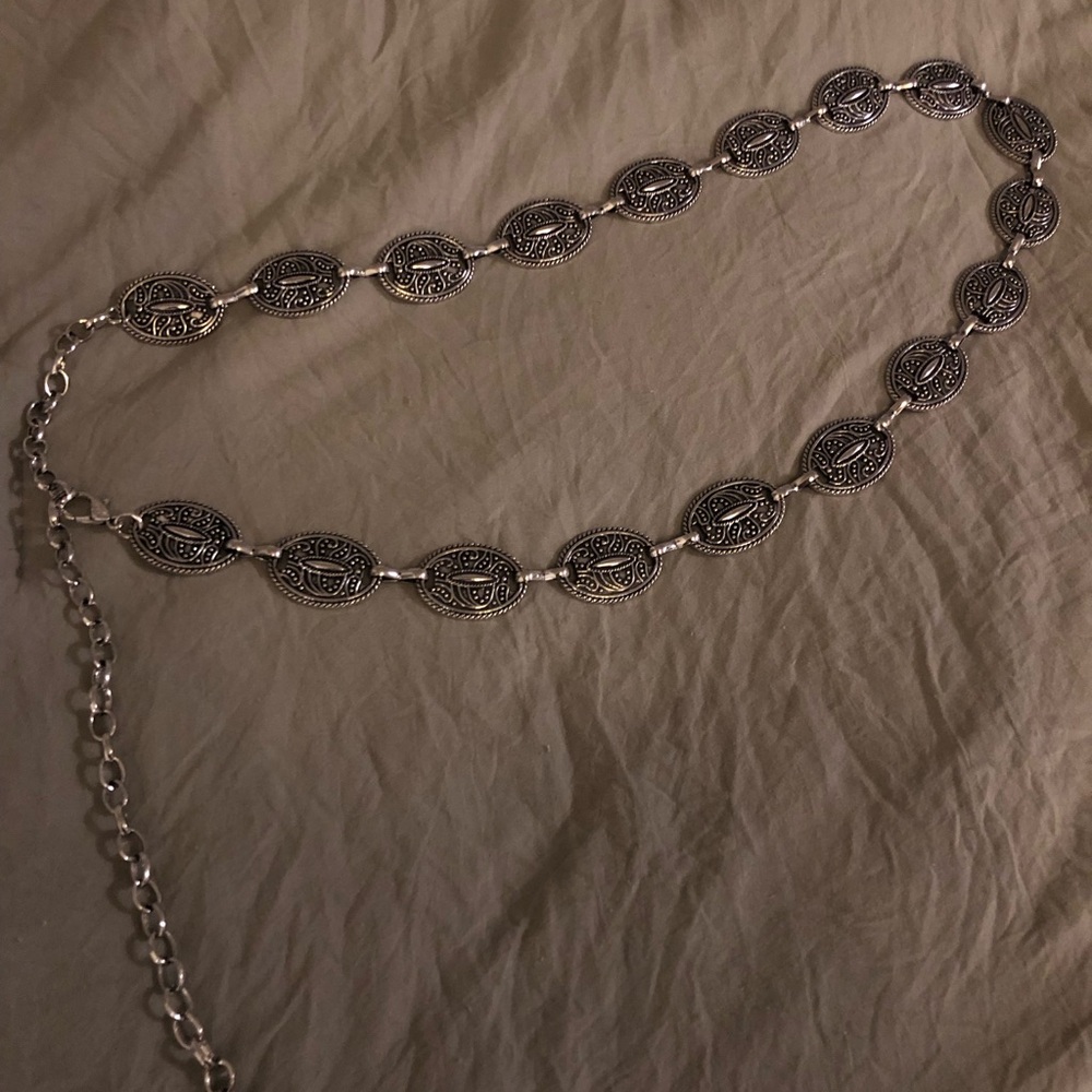 Cider Silver Ornate Chain Belt